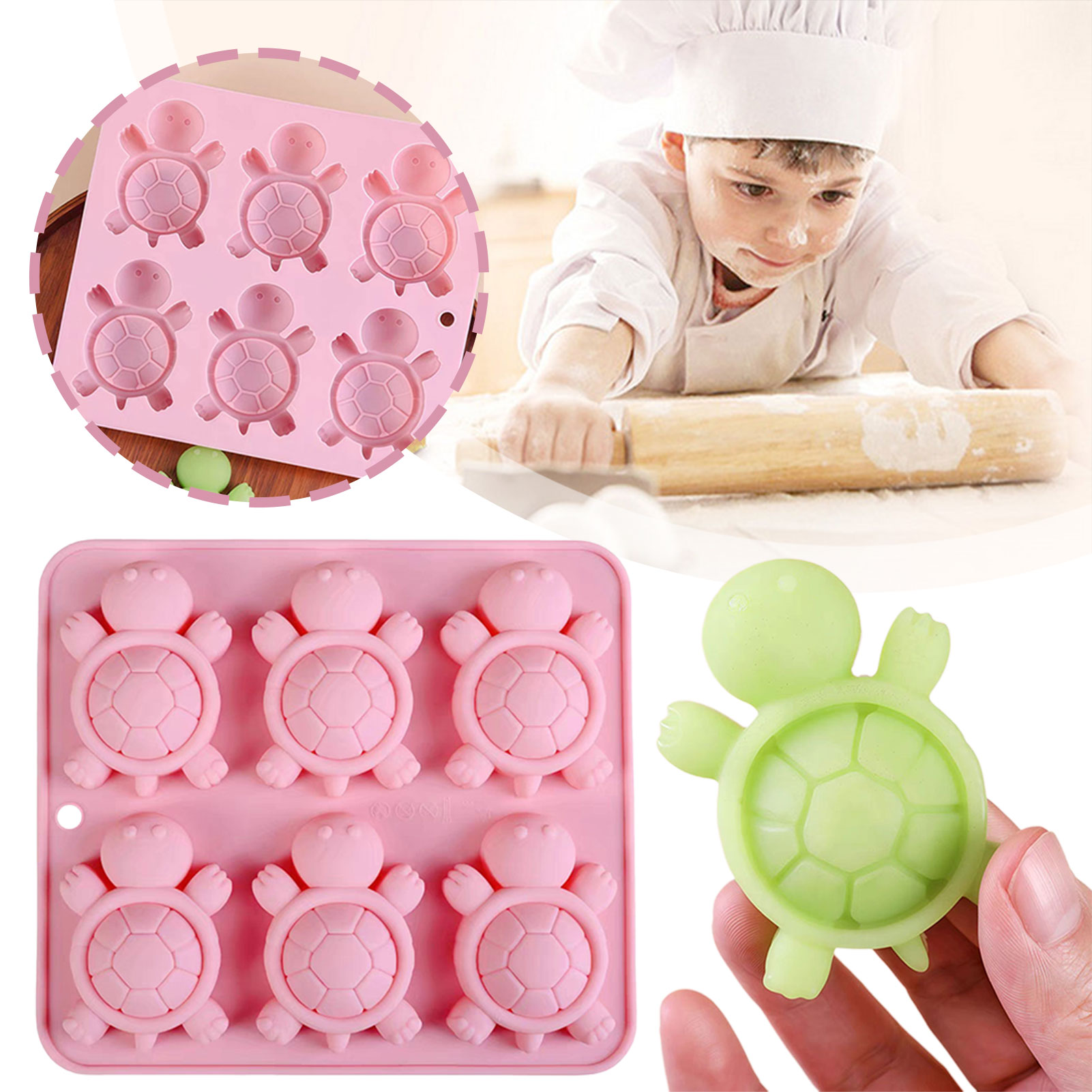 Baking Kitchen Diy - เต่าน้ำแข็งถาดน้ำแข็ง 3D เต่าทะเลแม่พิมพ์ซิลิโคนสำหรับ DIY ICE Cubes