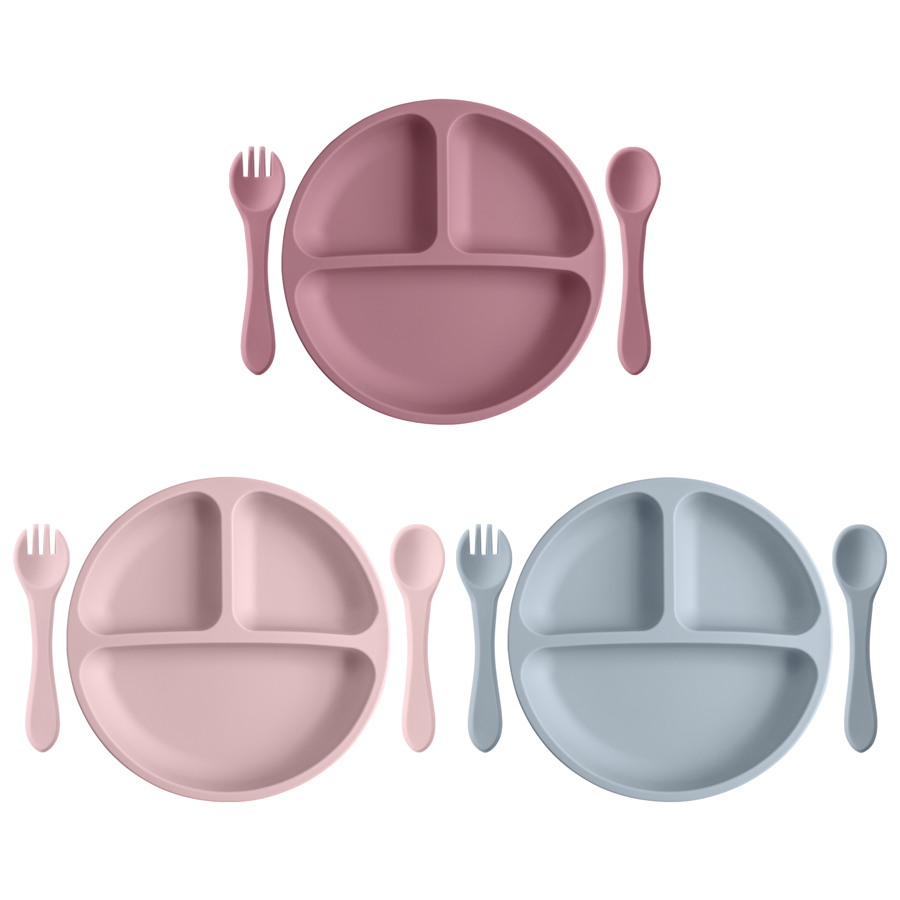Kitchen Baking Utensil Set - 3PCS ชุดเด็กชุดเด็กกินอาหารการฝึกอบรมซิลิโคนชุดเด็ก Sucker ให้อาหารจานช้อนส้อม