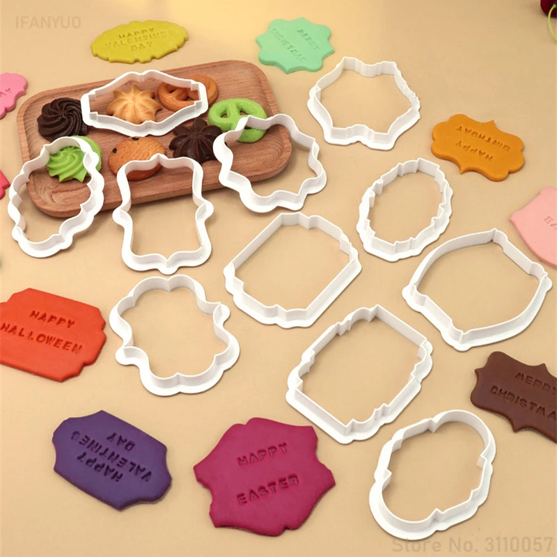 Kitchen Baking Tools Names - ชุดตัวตัดคุกกี้แบบวินเทจ 4 ชิ้น พร้อมกรอบป้ายชื่อ พลาสติก สำหรับทำบิสกิต