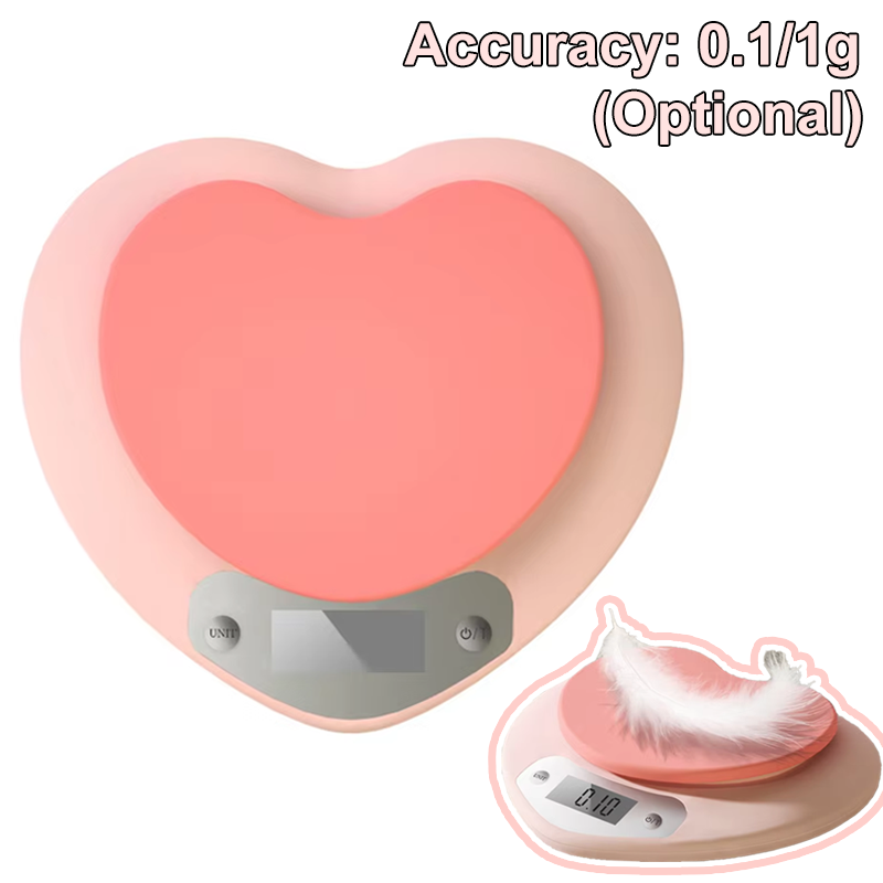 Kitchen Scale Precise - เครื่องชั่งดิจิตอลในครัว สีชมพู รูปหัวใจ แบบพกพา ความแม่นยำสูง 5