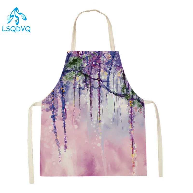 Baking Kitchen Kids - บ้านนกดอกไม้พิมพ์ผ้าลินิน Pinafore ผู้ใหญ่เด็กผ้ากันเปื้อนครัวผู้หญิงผู้ชายบ้านทําอาหารเบเกอรี่เอว Bib อุปกรณ์ Tablier