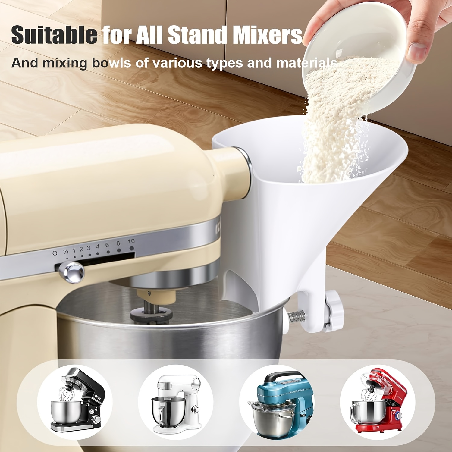 กรวยใส่แป้งปากกว้างสำหรับเครื่ - Kitchen Aid Baking Mixer บทวิจารณ์และราคา
