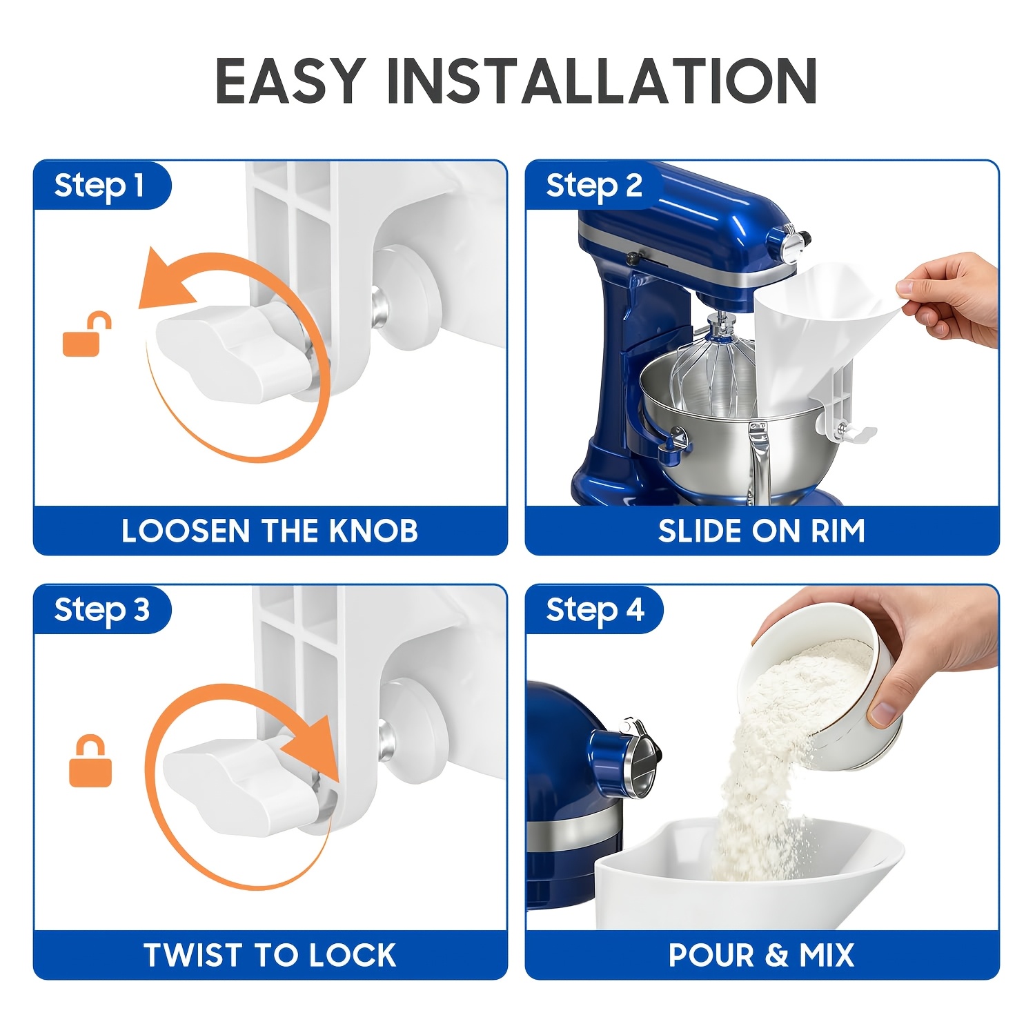 กรวยใส่แป้งปากกว้างสำหรับเครื่ - Kitchen Aid Baking Mixer บทวิจารณ์และราคา