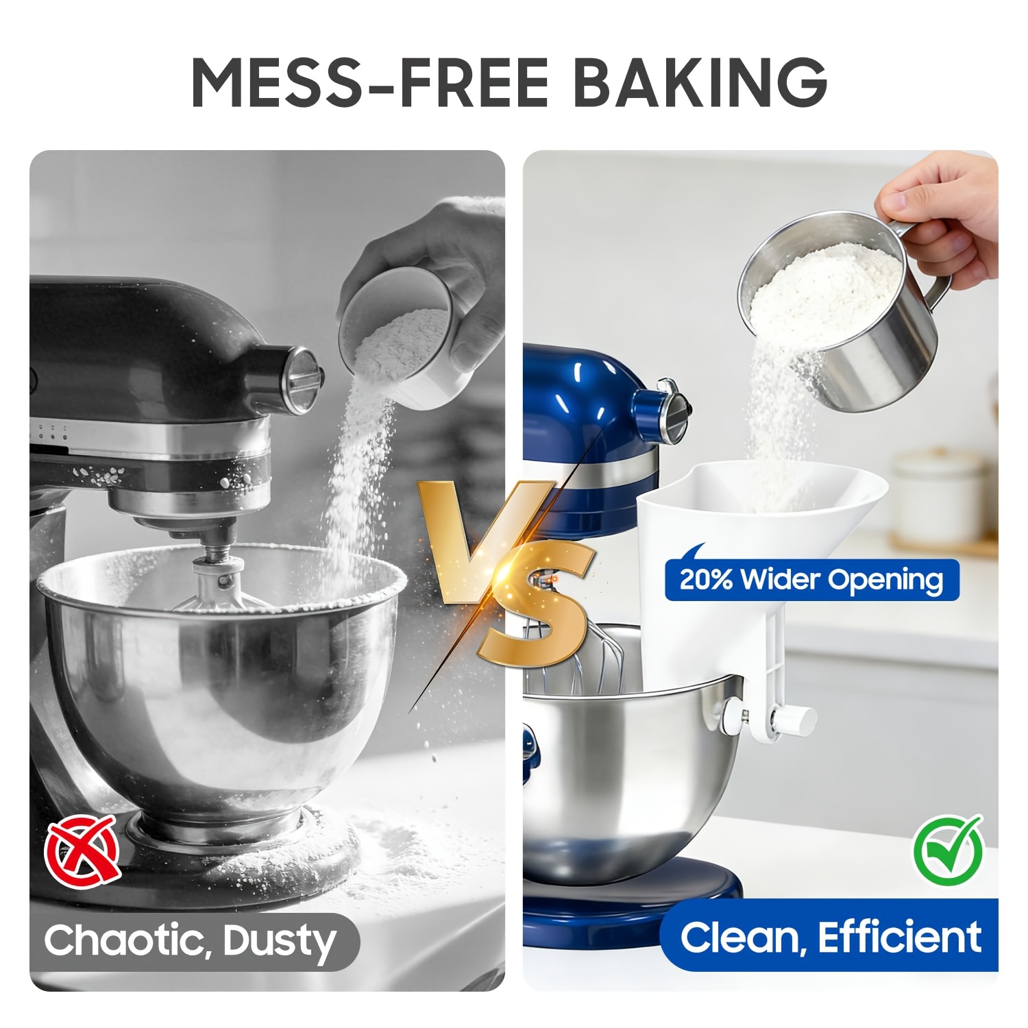 กรวยใส่แป้งปากกว้างสำหรับเครื่ - Kitchen Aid Baking Mixer บทวิจารณ์และราคา