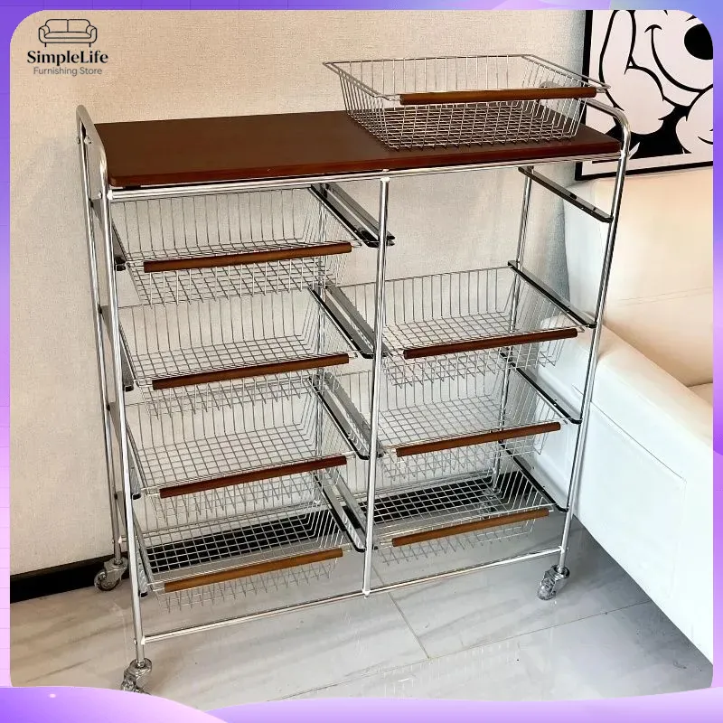 รถเข็นครัวสไตล์เรโทรพร้อมล้อเล - Kitchen Baking Cart บทวิจารณ์และราคา