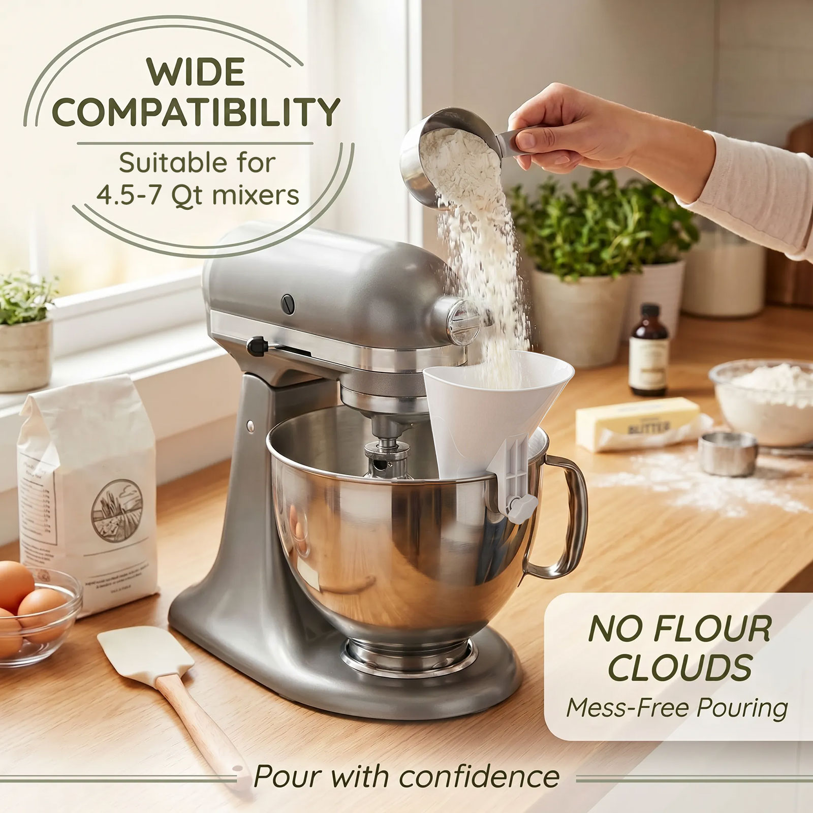 กรวยรับแป้งกันหก สำหรับเครื่อง - Kitchen Aid Baking Mixer บทวิจารณ์และราคา