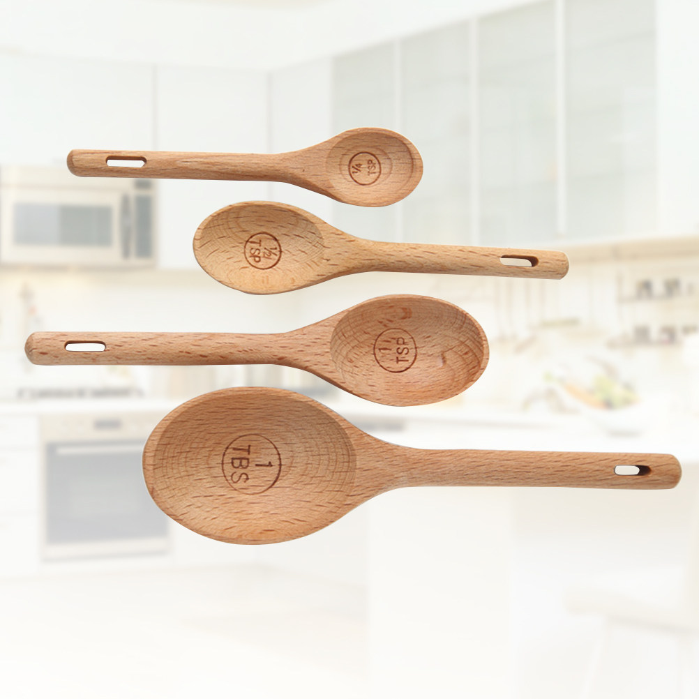 ชุดช้อนตวงไม้ 4 ชิ้น ทำจากไม้บ - Kitchen Baking Utensil Set บทวิจารณ์และราคา
