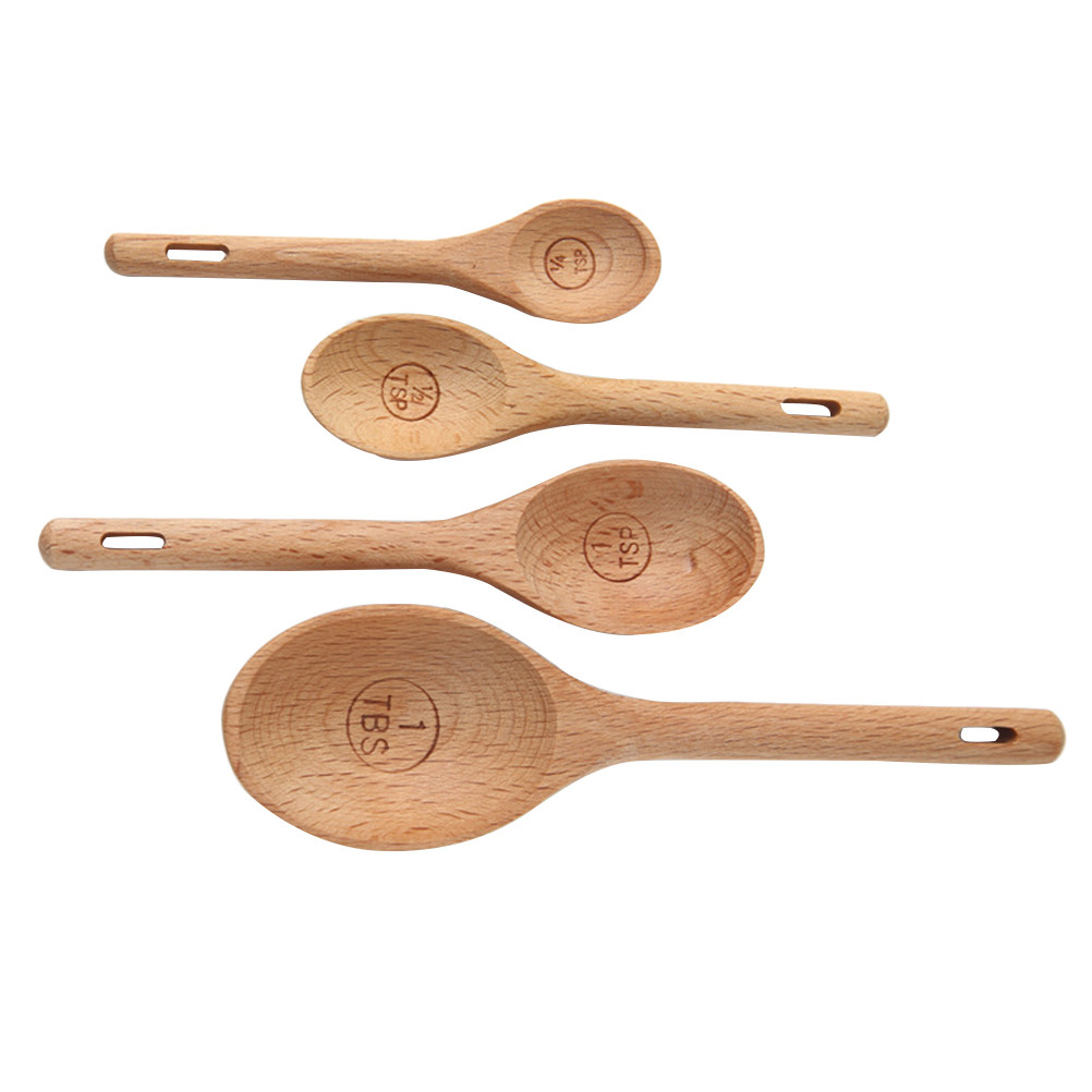 ชุดช้อนตวงไม้ 4 ชิ้น ทำจากไม้บ - Kitchen Baking Utensil Set บทวิจารณ์และราคา